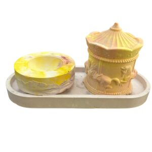 ثلاث قطع من الجبس الفاخر مكون من علبة مع غطاء وقطعة فنية مميزة تضيف لمسة فنية لأي مساحة