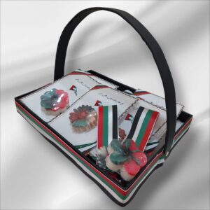 توزيعات من الصابون الطبيعي مناسبة لجميع انواع البشرة مزينة بالوان العلم مناسبة للتوزيعات والمناسبات