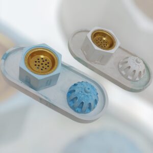 مباخر مصنوعة من الجبس مع قاعدة متينة باللون الابيض والازرق مناسبة للاستخدام اليومي