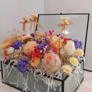 بوكس من صابون الجلسرين الطبيعي على شكل زهور ملونة مناسبة للبشرة والجسم مناسبة ايضا للهدايا