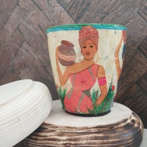 فخارة مزينة بورق الديكوباج بطابع عربي تقليدي - مناسب للديكور